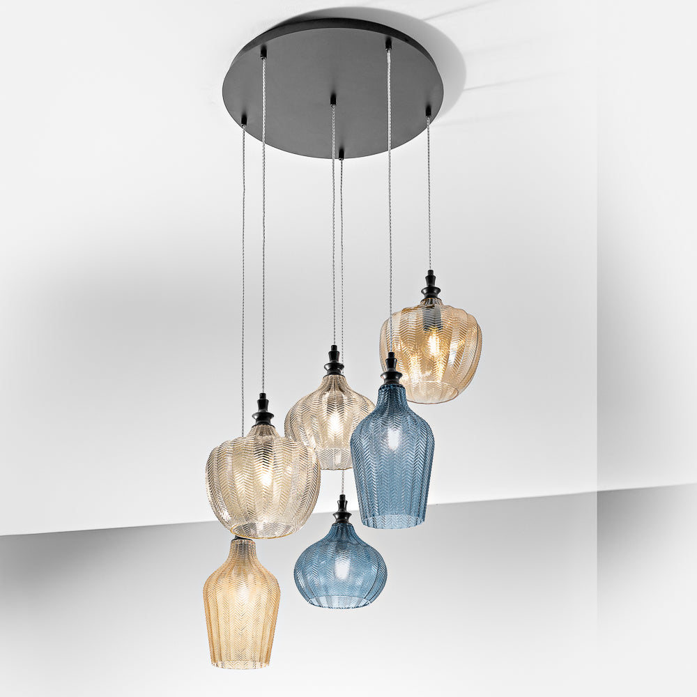 GEALUCE Sospensioni con montatura in metallo 6XE27 non incl. vetro bianco - multicolore CLEOFE GEALUCE Sospensioni con montatura in metallo 6XE27 non incl. vetro bianco - multicolore CLEOFE